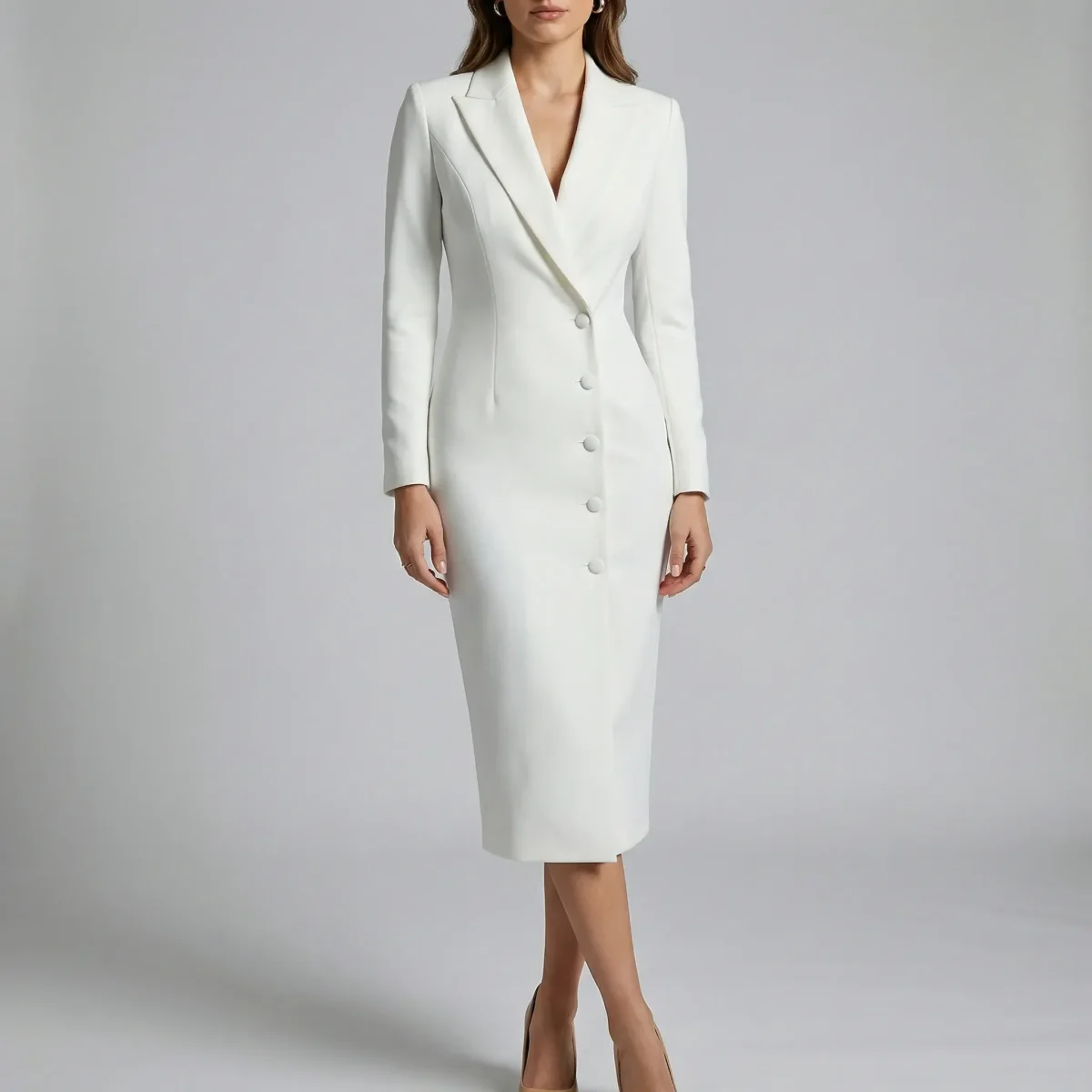 Blazer jurk dames | Elegante getailleerde jurk met knoopsluiting - Afbeelding 3