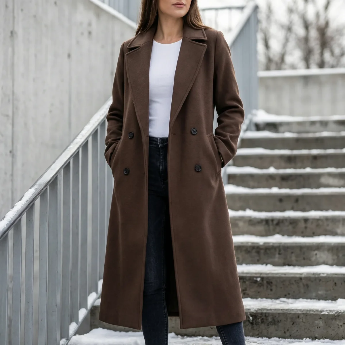 Trenchcoat dames | Lange jas met knopen en klassieke kraag - Afbeelding 2