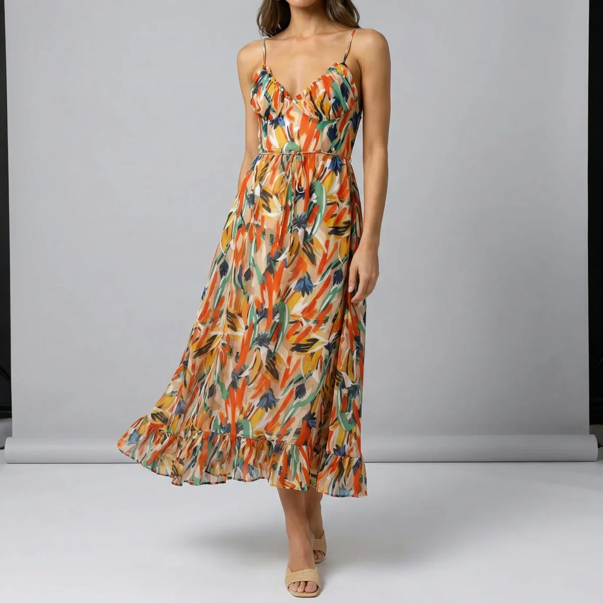 Zomerjurk dames | Mouwloze jurk met kleurrijke print en luchtige pasvorm - Afbeelding 3